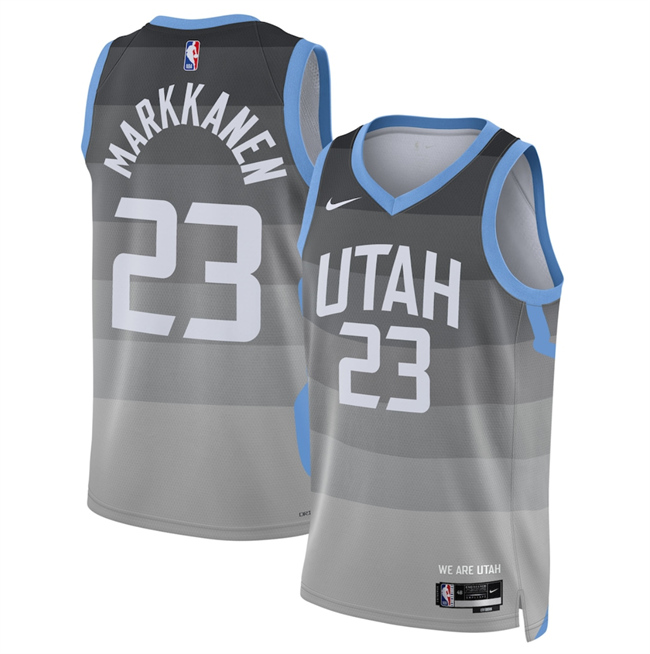 Men's Grey Utah Jazz #23 Lauri Markkanen 2025/26 City Edition Stitched Basketball Jersey